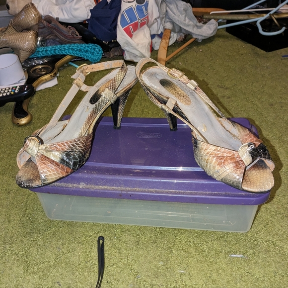 Women's Snakeskin Strap Heels by Andrew Gellar (Used) - Picture 1 of 11